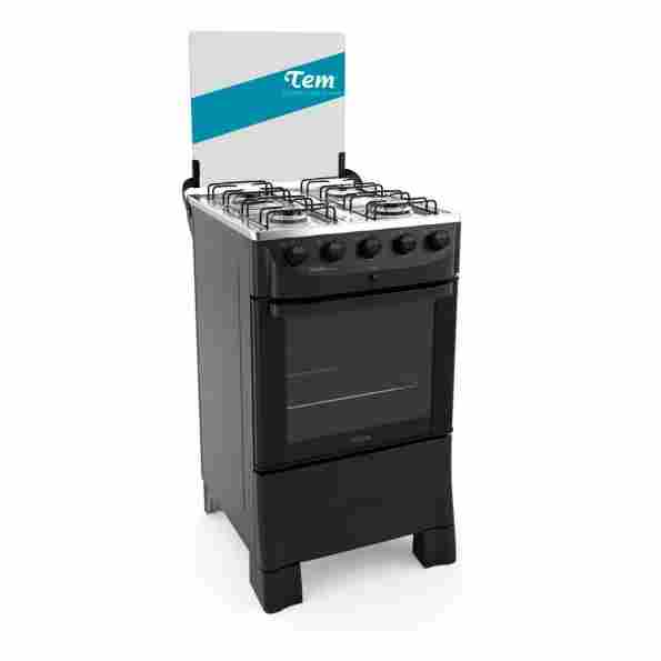 Cocina Tem A Gas 4 Hornallas Negra Puerta C/visor 48l - Jeux