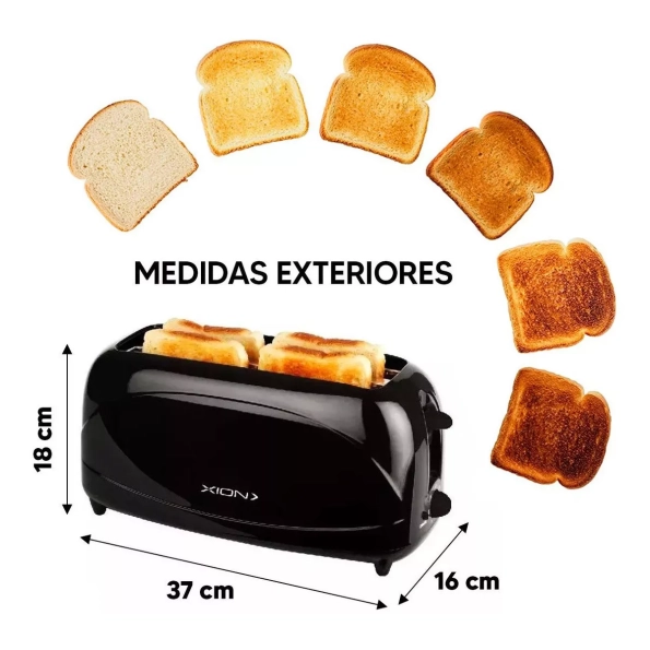 TOSTADORA 4 PANES 1200W XION - Imagen 3